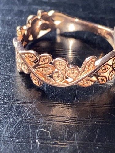 Blue diamond IR accents three leaf ring rose gold plated over sterling silver - Picture 7 of 7