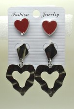 Simple heart shape red/silver color studs/dangle fashion jewelry earrings lot