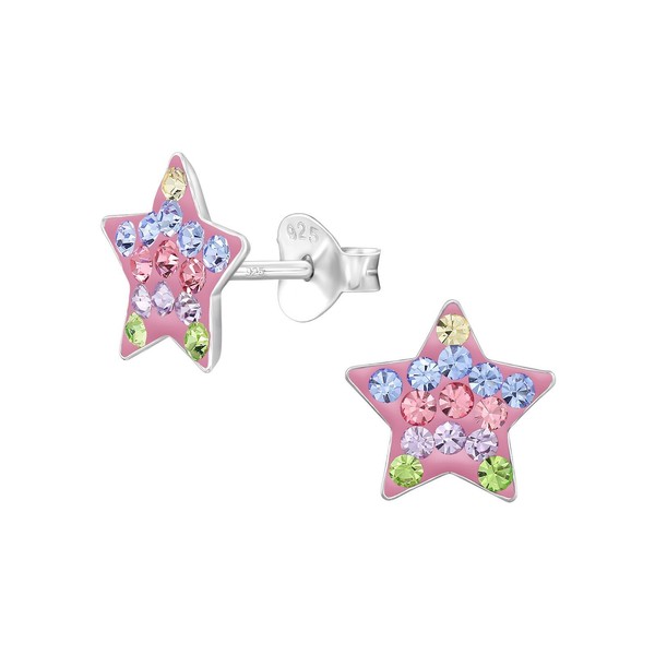 Stern Kinder Ohrringe Kristallen 925 Silber MäDchen Ohrstecker Schmuck Geschenk-image