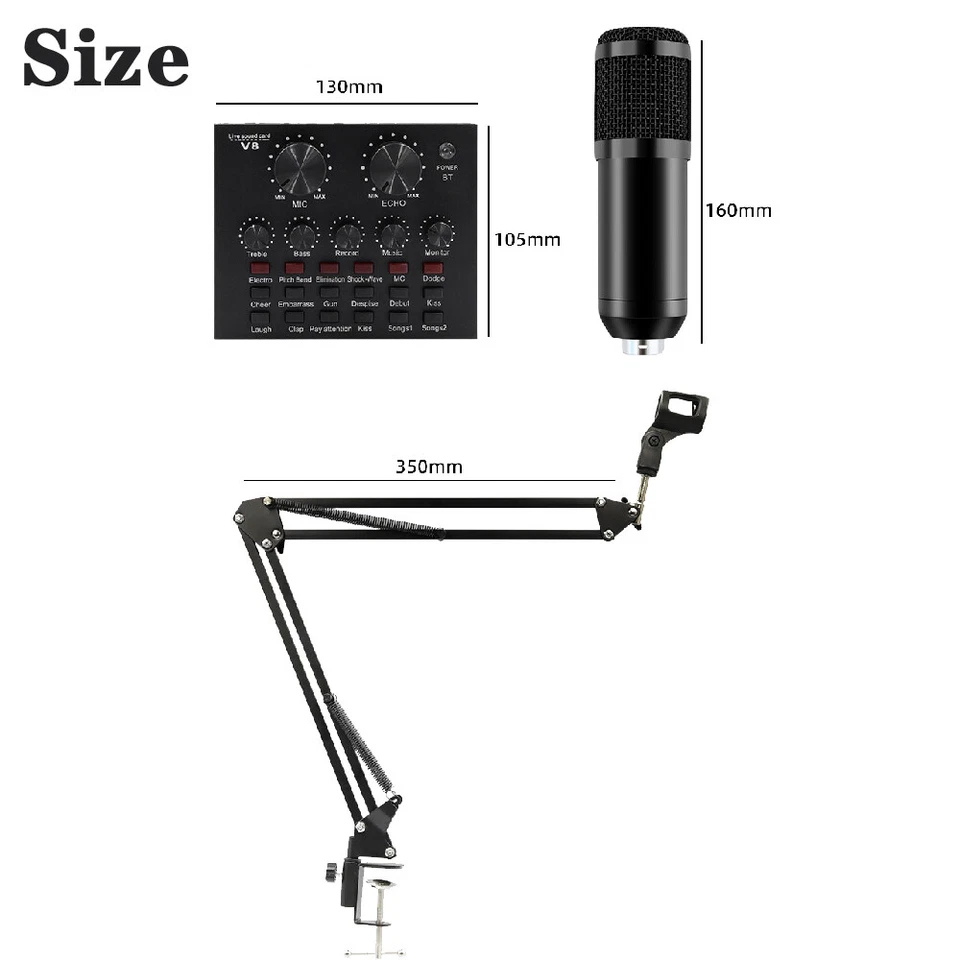 BM-800 Podcast Equipment Bundle Home Studio Recording Kit Music Mixer Headphones - Image 3 of 4