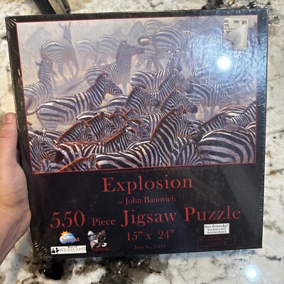 Explosion Zebras 550 Piece Jigsaw Puzzle New Sealed Suns Out 15” X 24 ...