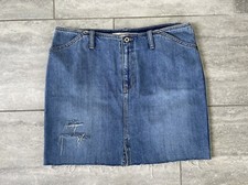 Gap Jeans Factory Denim Y2K Mini Skirt Size 12 Raw Hem Distressed 5 Pocket