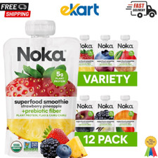 Variety Pack Noka Superfood Fruit Smoothie Pouches - 12 Count, 4.22 Oz Each