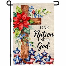 Patriotic Cross Garden Flag 12x18 Inch Double Sided Yard Decor