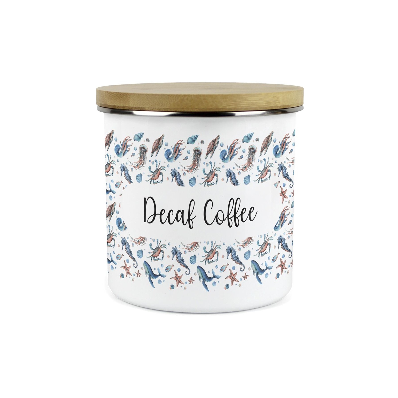 Coastal Decaf Coffee Storage Canister - Sea Life Kitchen Container Jar Gifts