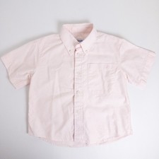 Jacadi Oxford Short Sleeve Button Down Pocket Collared Shirt Pink Boys 6Y