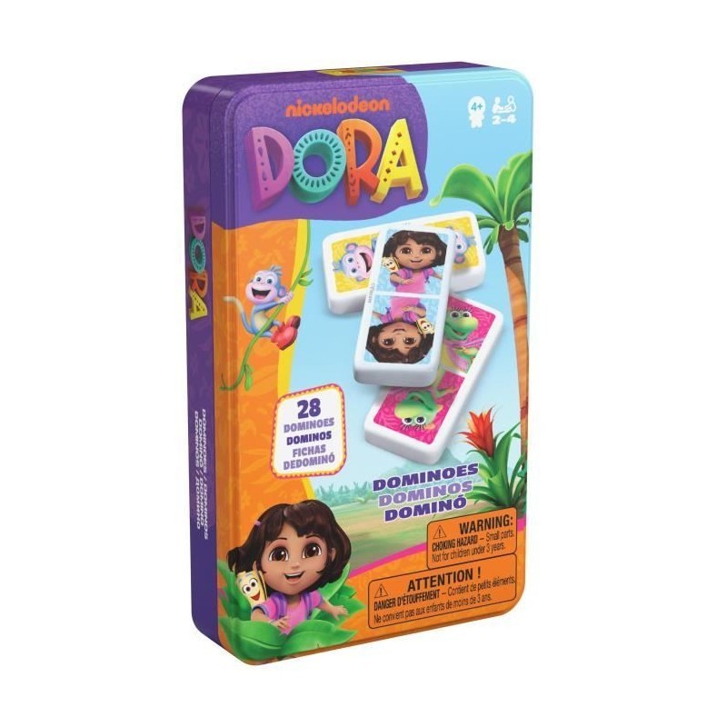 Dominos Dora l'Exploratrice en boite métal le cadeau de société ludique pour enfant