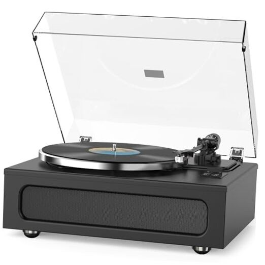 Vinyl Record Player All-in-1 LP Turntable Built-in Four Speakers HiFi Belt