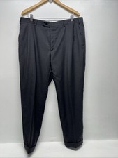 Brioni Trousers Dress Pants Pant Pleat Front Wool Dark Gray Men's Size 56 x 29"