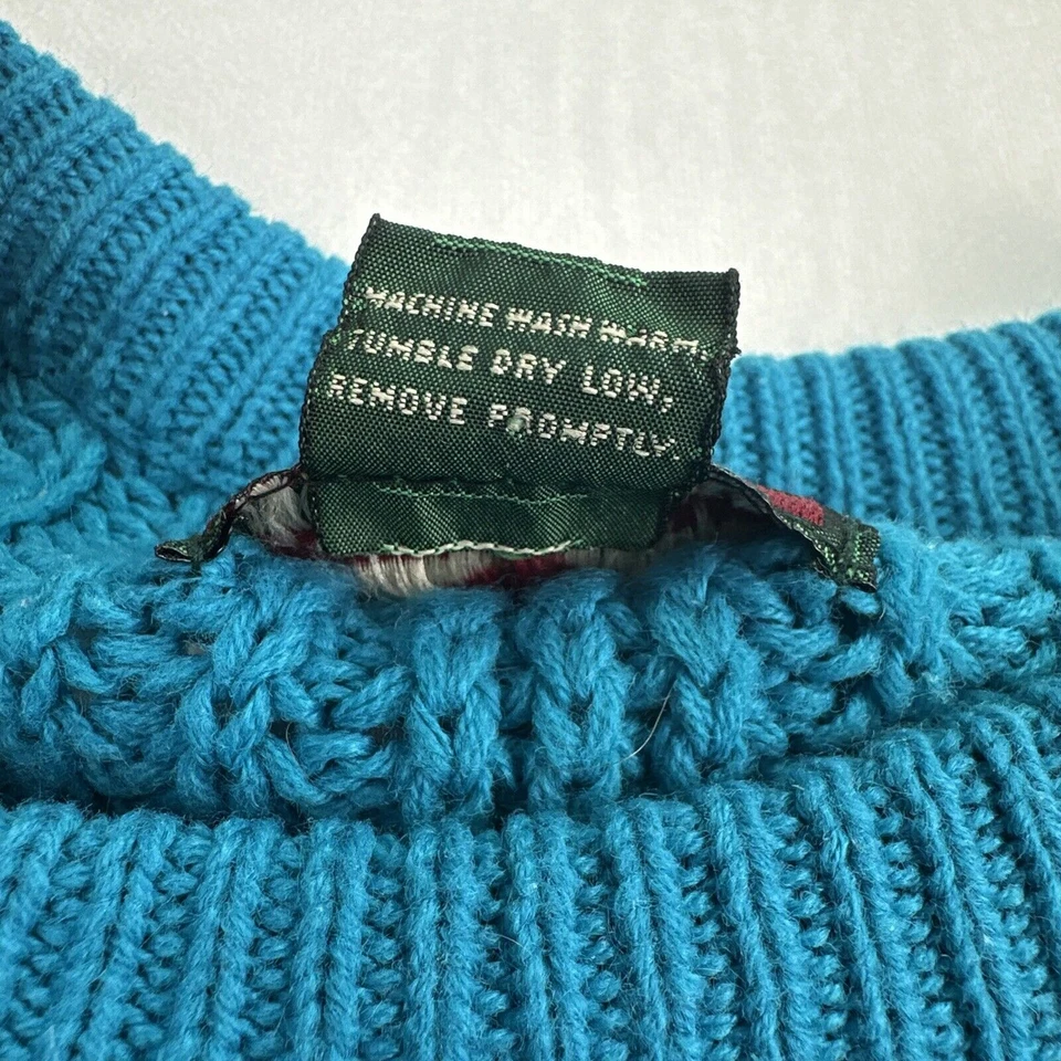 Vtg Cable knit Fishermans sweater cozy Mens Large Beige Wool Blend 90s - Image 4 of 4