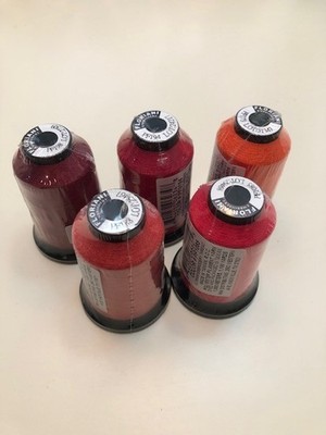 Embroidery Machine Thread-Lot of 5 Spools Shades of RED NEW Floriani Brand