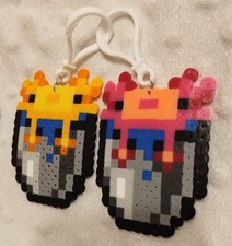 Minecraft Bucket of Axolotl Fuse Bead Key Chains