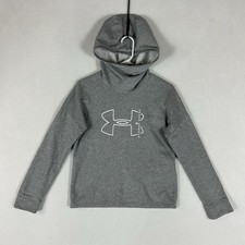 Under Armour Mock Neck Activewear Hoodie Womens XS Loose Fit Gray Logo Gym Run