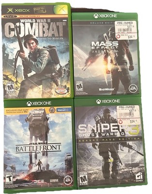 xbox game lot Mass Effect Star Wars Battlefront Sniper 3 Combat WW II