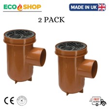 2 PACK 110mm Underground Drainage Bottle Gully with Grid PVC-U Surface Water Tra
