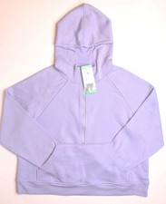 Danskin Women's Mixed Rib Cozy Half Zip Pullover Hoodie, Lavender, XL