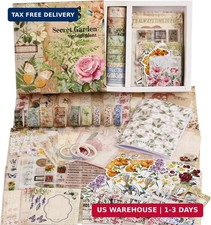 Vintage Botanical Scrapbooking Supplies Kit, Aesthetic Flower Scrapbook Kit for