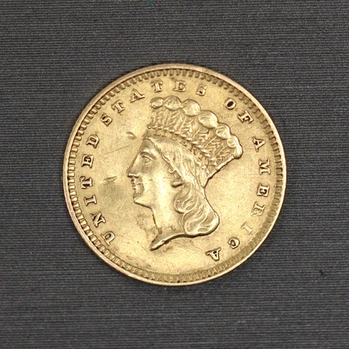 1856 $1 Indian Princess Head Type 3 .900 Gold Dollar US Coin Damaged Was Jewelry