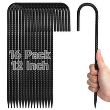 16Piece Tent Stakes Heavy Duty, 12 Rebar Stakes Ground Anchors High Wind, ...