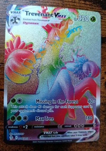 Pokémon Trevenant VMAX EVS 206 Evolving Skies Rainbow Rare English Near Mint