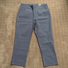 Chico's Diamond Geo Josie Slim Ankle Pull On Pant Women 3 / XL Blue Vacation NWT