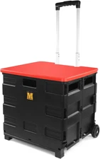 50830 Collapsible Black Rolling Folding Dolly Cart for Teachers - Multi-Function