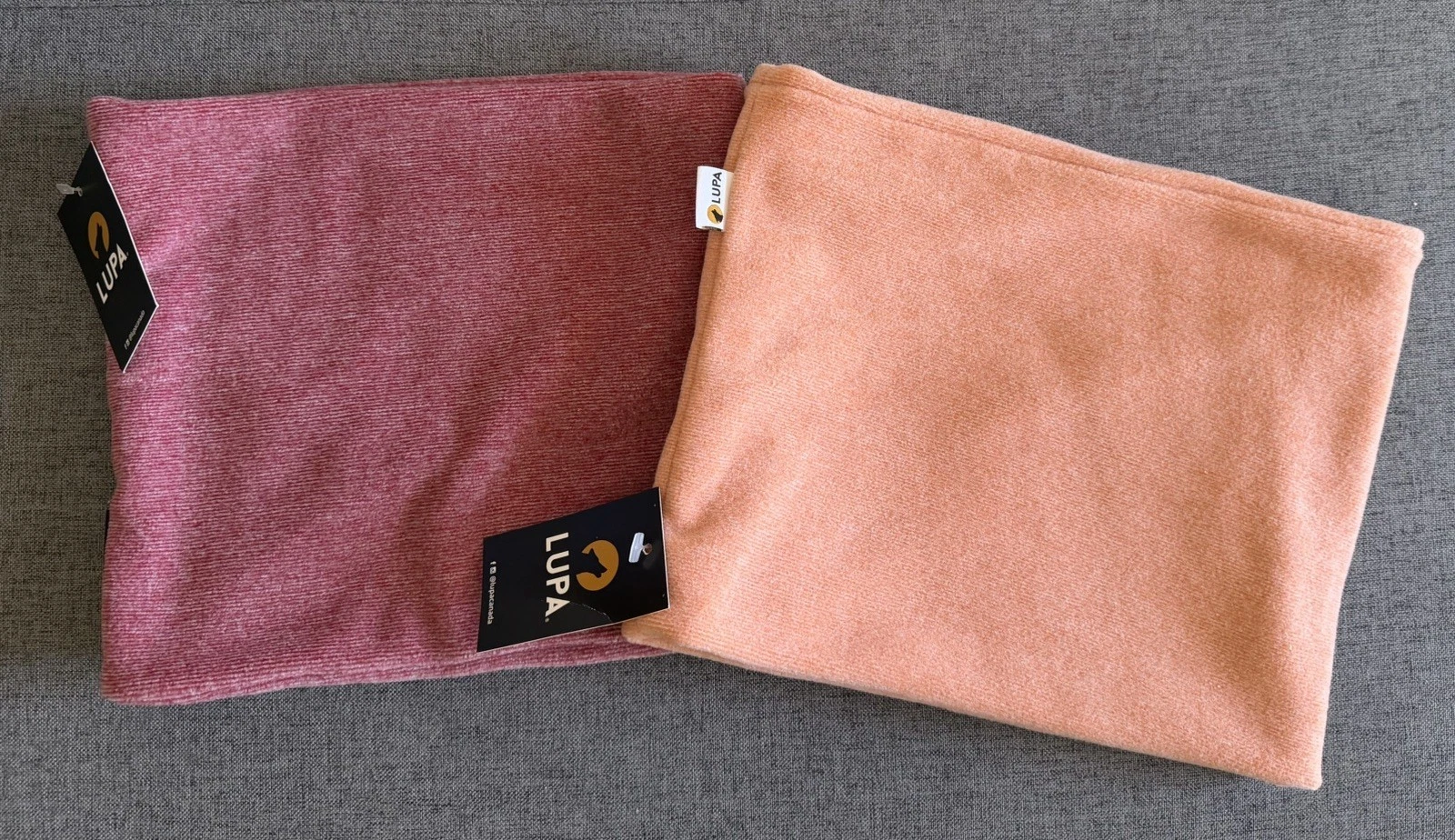 NWT 2 PACK Lupa Handmade Unisex Double Layer Micro Fleece Neck Warmer Orange Red