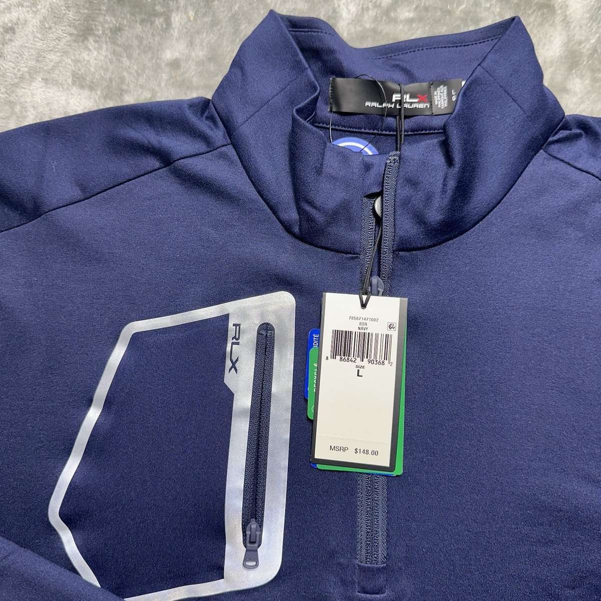 RLX Ralph Lauren Pullover Men's L Blue 1/4 Q Zip Luxury