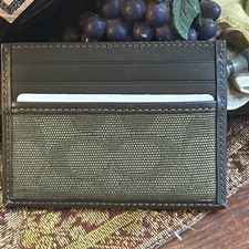 Coach Signature Canvas/Leather Card Case, Green/Black, Card Slots, CU271