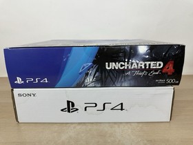 Sony PlayStation 4 Slim 500GB Black Console w/ Uncharted 4 Box - Tested & Works