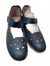 Damart Blue Leather Bar DAir Shoes Size 6 Southend