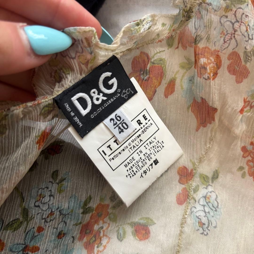 Dolce & Gabbana Floral Chiffon Ruffle Cami Top Size IT 40 Y2K Fairy from Japan image 5