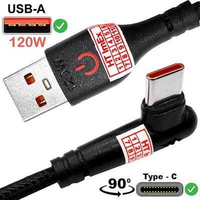 USB-A auf USB-C 90° Winkel Ladekabel max.120W Nylon für Xiaomi MIX Fold, Fold 2