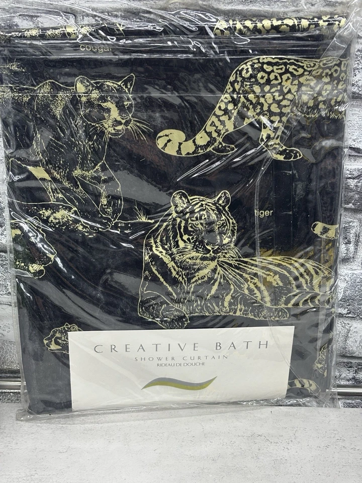 MCM Modern Vinyl Shower Curtain Big Cats NOS - Image 1 of 4
