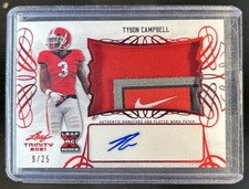 2021 Leaf Trinity Tyson Campbell Patch Auto Tag Rookie RC Red #/25 Bulldogs