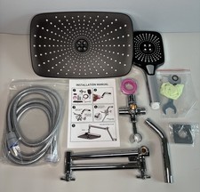 12" Shower Head Combo with Handheld Spray, Adjustable Arm, Chrome Read 