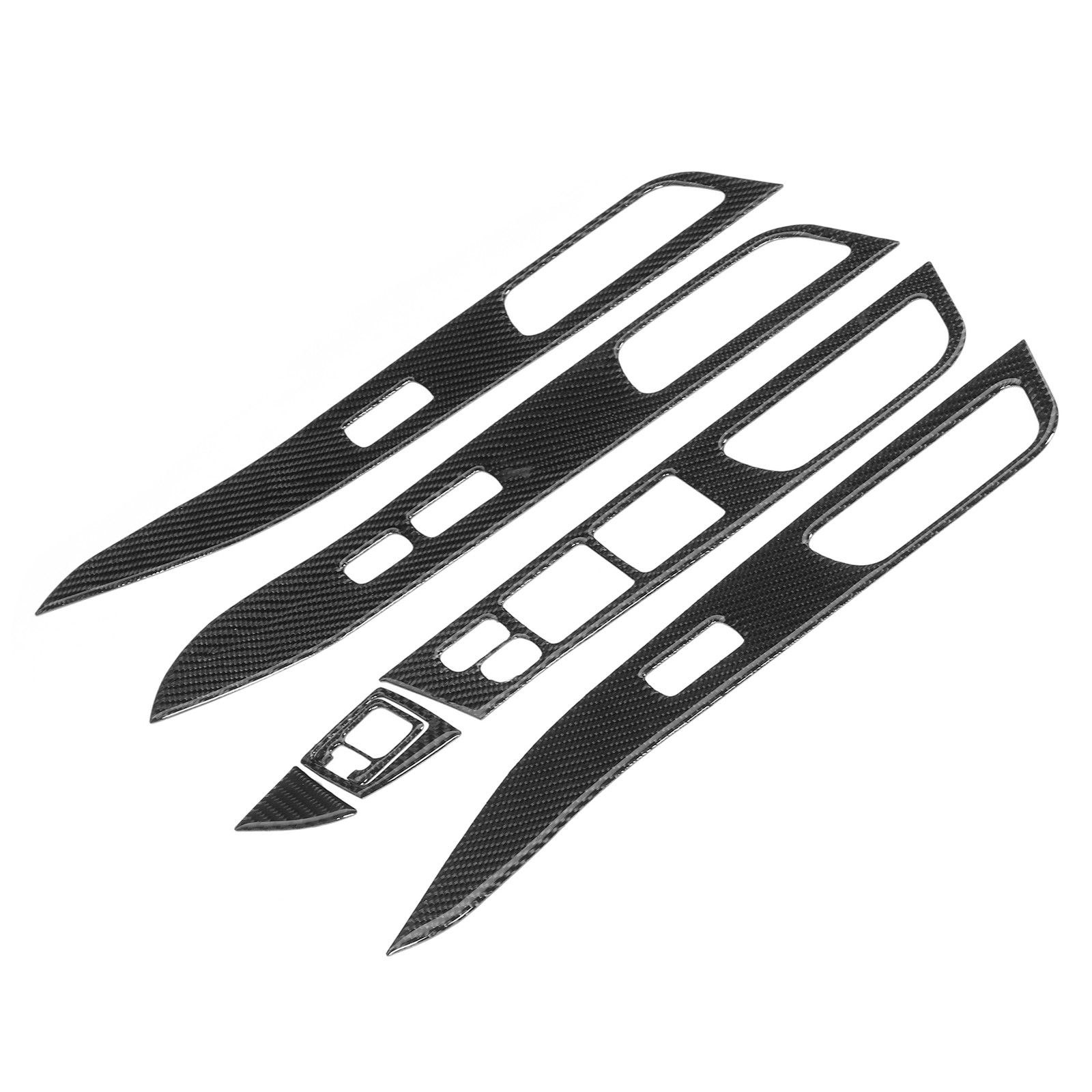 7pcs Carbon Fiber Window Switch Cover Glass Lifting Panel Decor Trim Fit For Mit