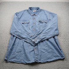 Wrangler Shirt Mens 2XL Blue Denim Long Sleeve Button Up Western Cowboy