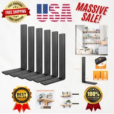 6-Pack 10-Inch Industrial Shelf Brackets - Sturdy  Rust-Proof Steel Design