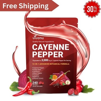 Pepper Softgels Supplement, Supports Leg Vein, Heart & Blood Vessel USA+ Cayenne