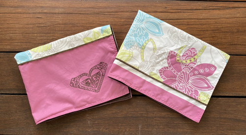 Pair ROXY Standard Pillow Shams Covers Pink Brown Lime Green Blue LOGO Vintage?