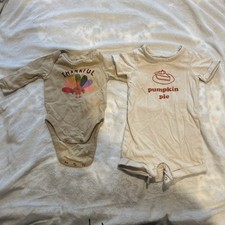 Baby Infant Size 0-3 Months Fall Theme Bodysuit Lot Of 2