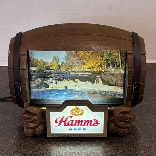 Vintage 1960s Hamm’s Beer Flipper Barrel Motion Sign Lighted Version WORKS🔥