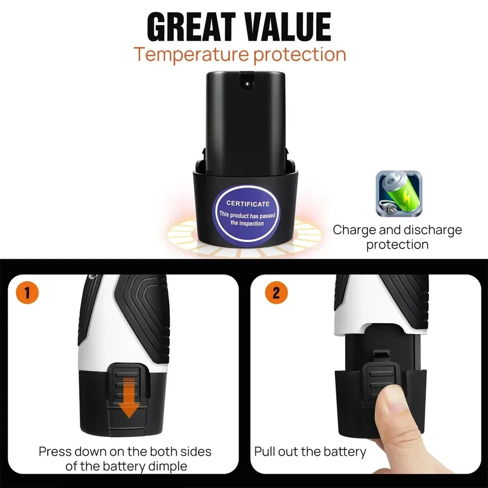 Cordless Drill Driver Kit with Battery Electric Screwdriver 45 N.m Dual Speed - Image 4 of 4