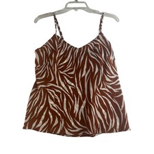 Time And Tru Zebra Print Woven Cami Shirt Tank Small Brown New Summer