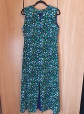 Unbranded Floral Maxi Dress Velvet Retro UK Size 14 Blue