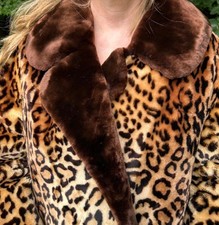 Damen Pelzmantel Webpelz Leopard  Muster / Jacke  Aus Den 70 Jahren