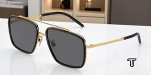 DOLCE & GABBANA DG2220 02 81 Gold Black Polarized Grey 57 mm Men's Sunglasses