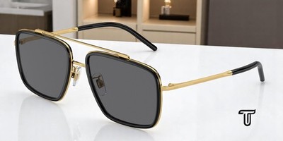 DOLCE & GABBANA DG2220 02 81 Gold Black Polarized Grey 57 mm Men's Sunglasses