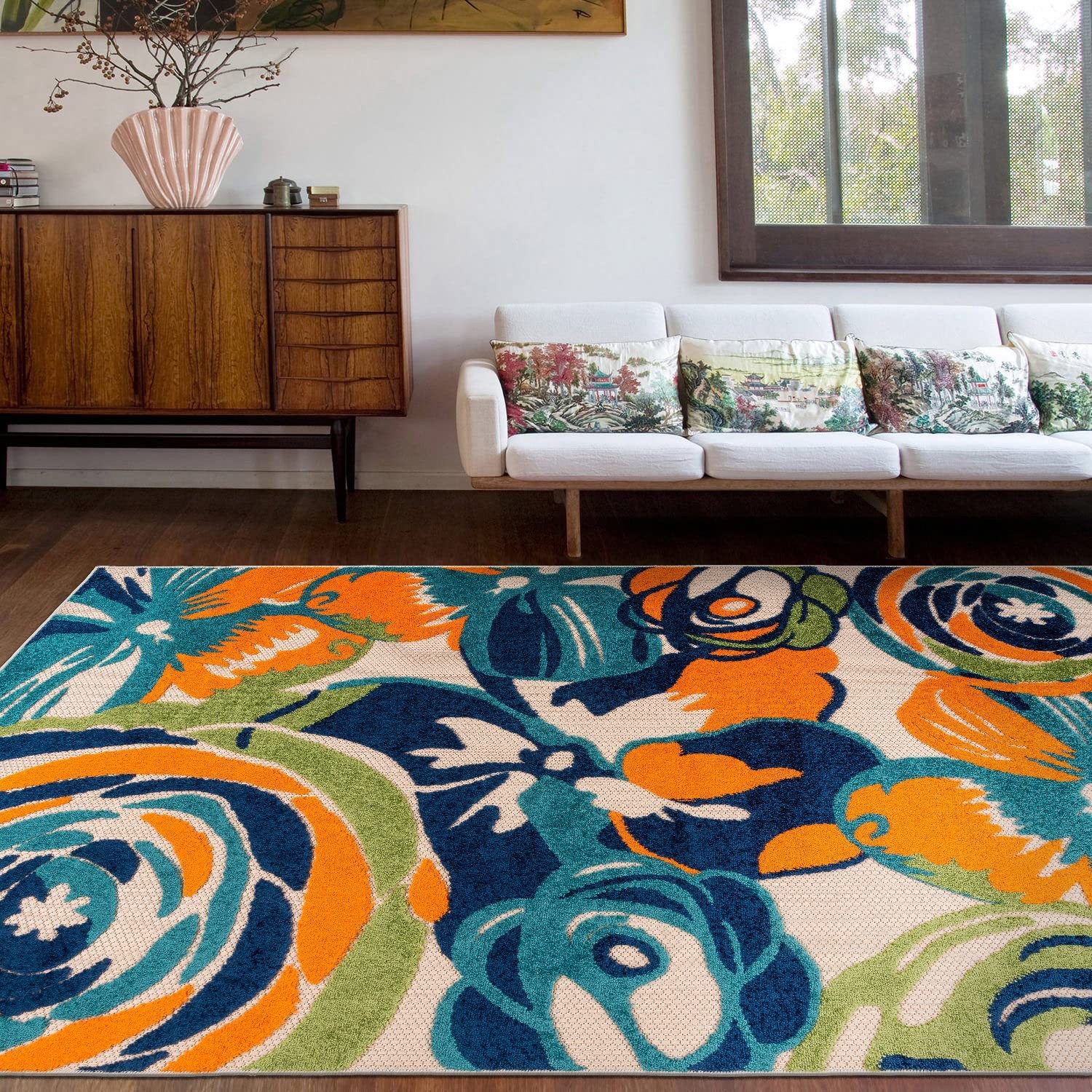 Rugshop Ravenna Modern Large Floral Flowers Indoor/Outdoor Area Rug 7'10